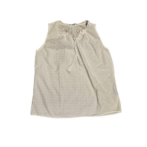 J Mclaughlin swiss dot white tank tasslentie Womens large whimsy cottage coastal - Picture 1 of 5